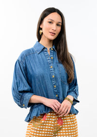 Ivy Jane | Denim Top/Jacket w/ Ruffle Peplum
