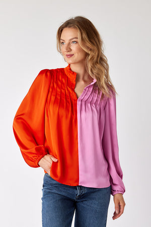 Crosby Gabby Blouse in Tropical Colorblock (LARGE)