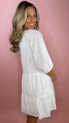 Karlie White Eyelet Bow Tier Dress