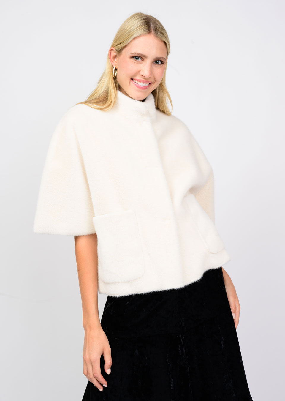 Ivy Jane White Faux Caplet Jacket