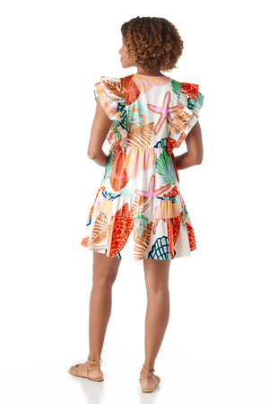 Crosby Holden Shell Print Tiered Mini Dress (XL)