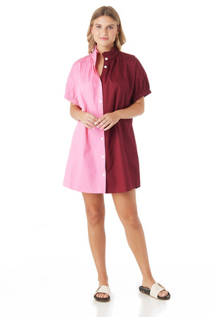 Crosby Betts Dress in Pink Garnet Colorblock