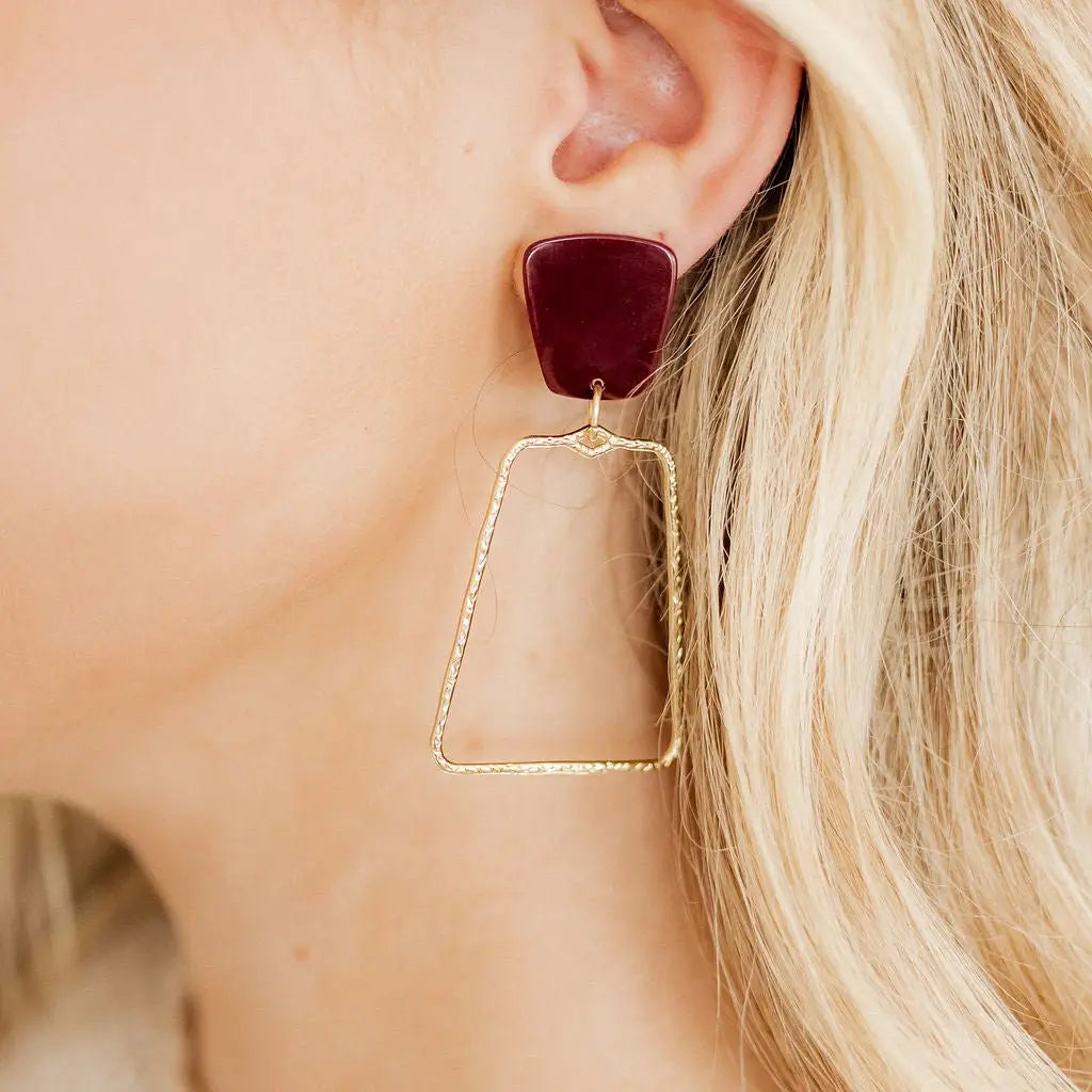 Kaetlyn Maroon Statement Earring