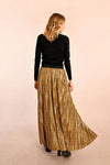 Molly Bracken Gold Pleated Midi Skirt