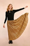 Molly Bracken Gold Pleated Midi Skirt