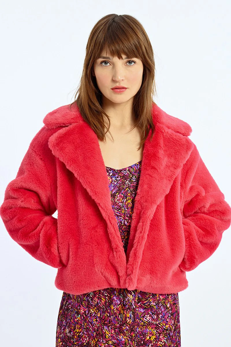 Fuchsia Fuzzy Fur Jacket