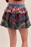 Plaid Tiered Ruffle Mini Skort