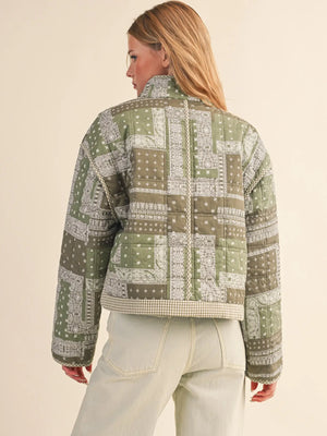 Olive Bandana Puff Jacket