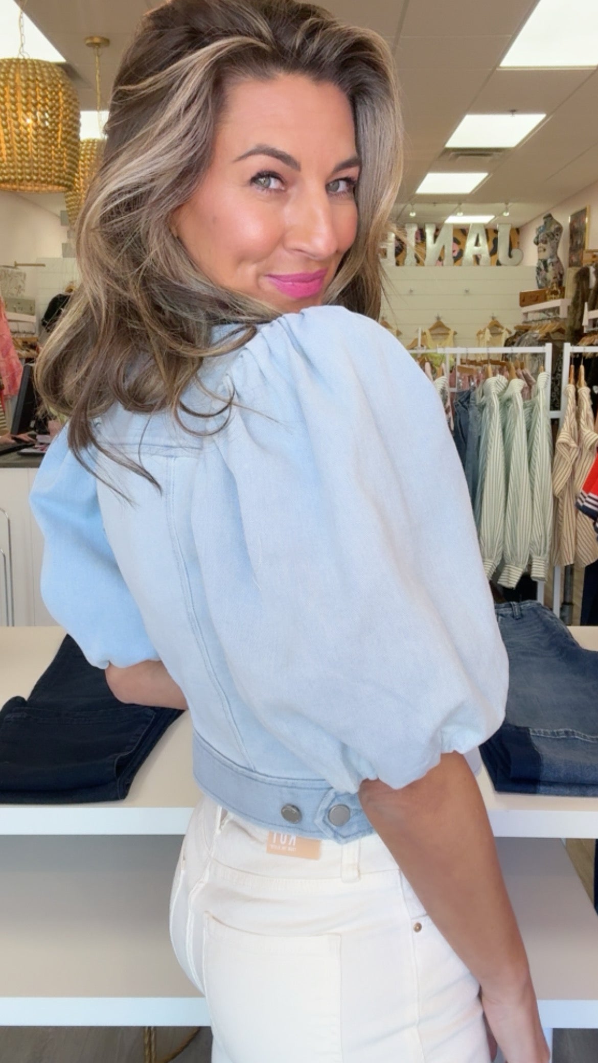 Liverpool Puff Sleeve Cropped Jacket