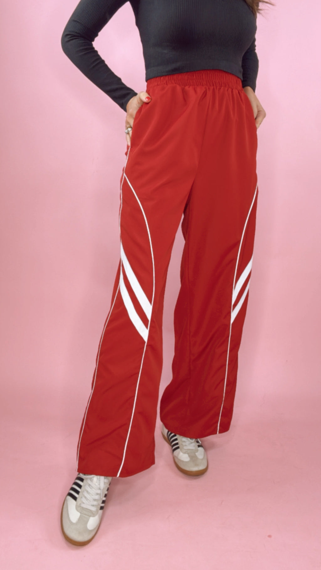 Red Side Piping Track Pants