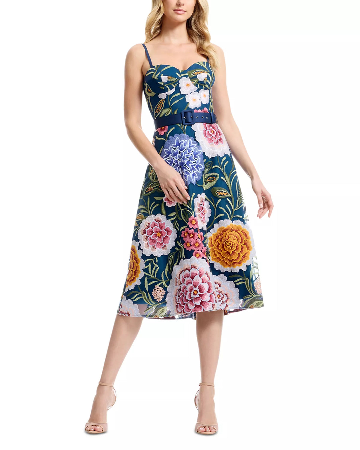 Dress the Population | Carlita Navy Floral Midi