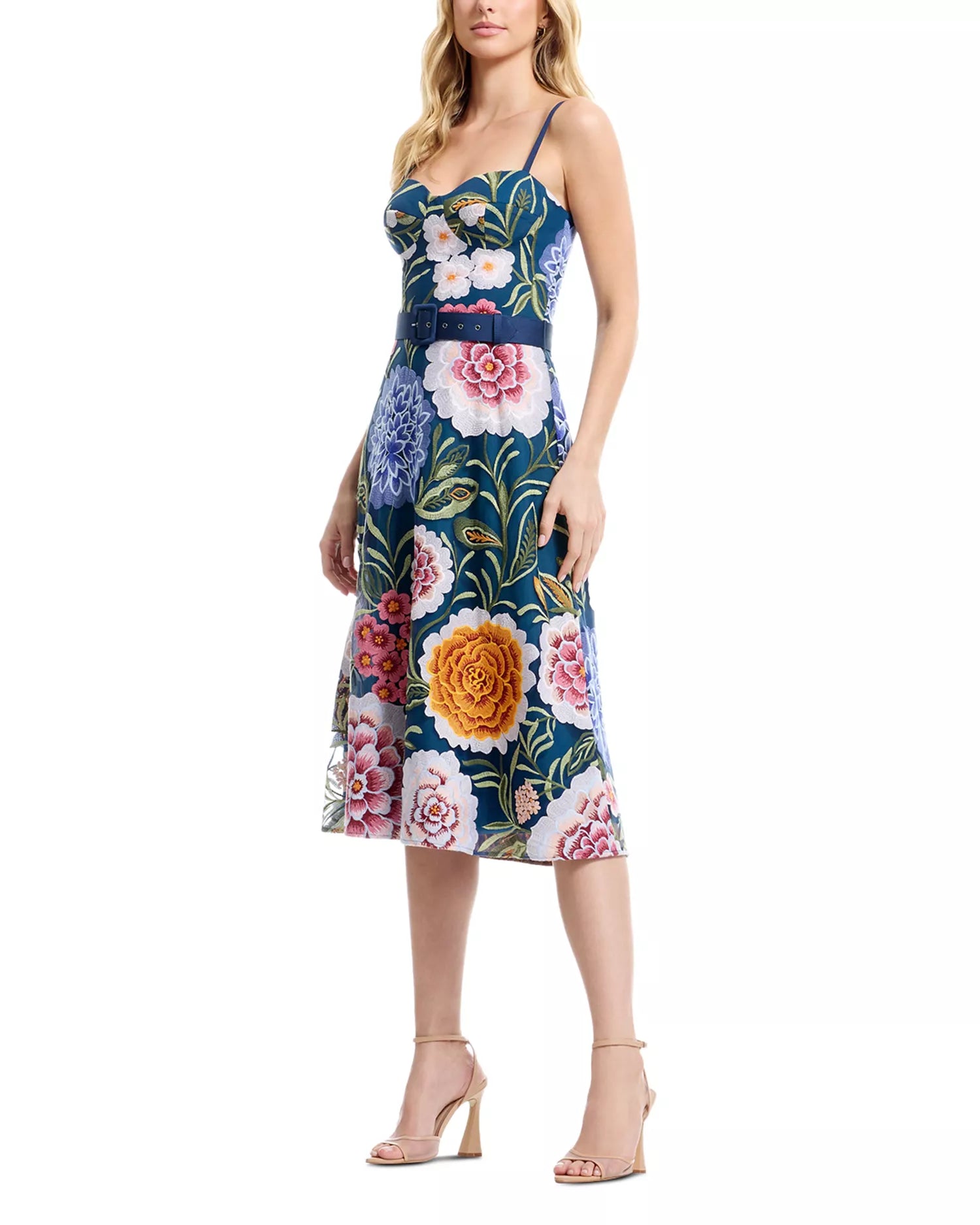 Dress the Population | Carlita Navy Floral Midi