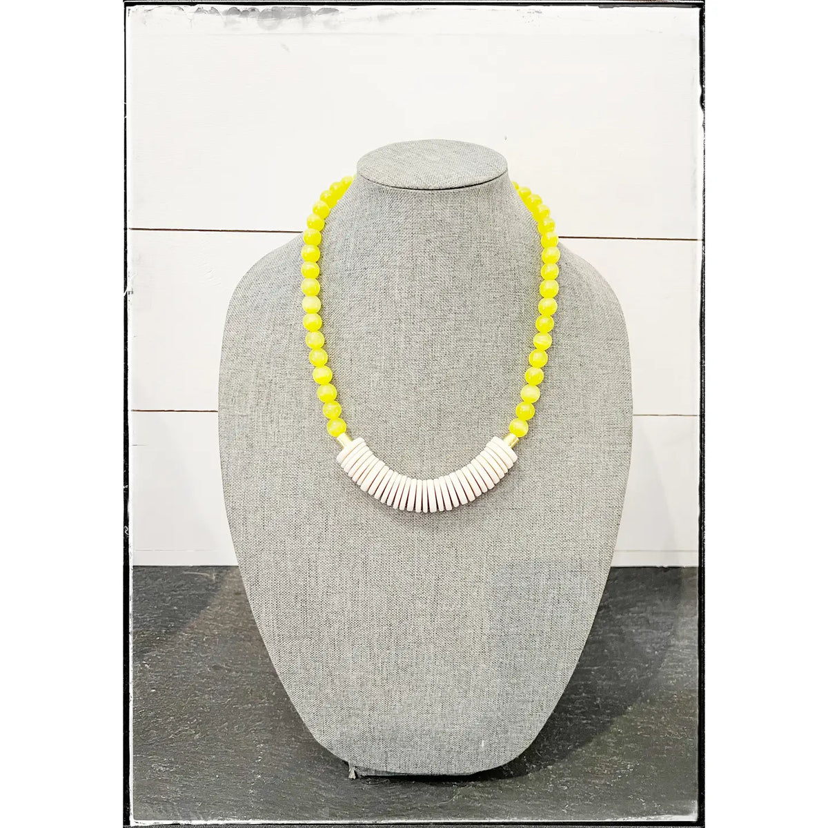 Yellow Cats Eye Bead Necklace