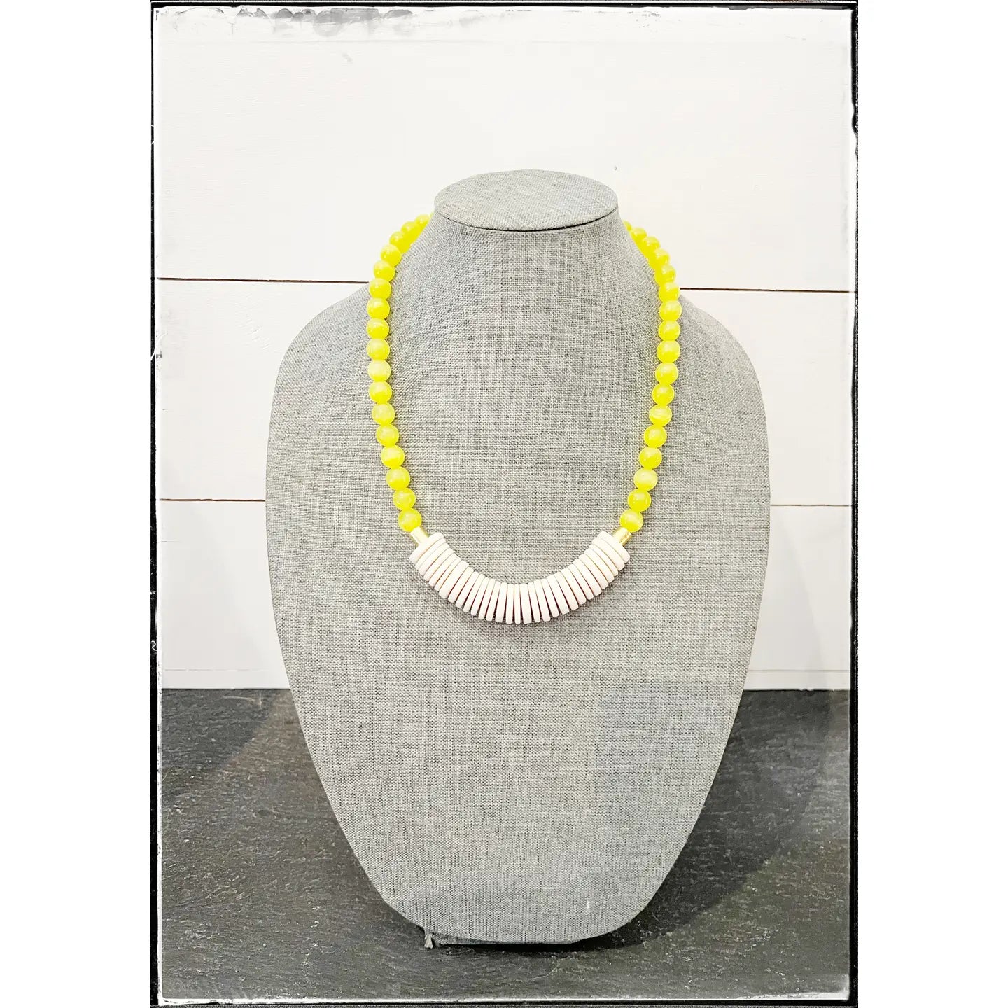 Yellow Cats Eye Bead Necklace