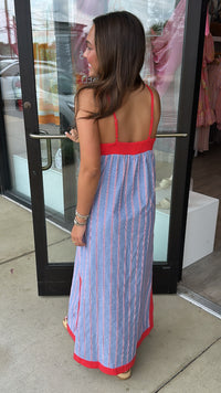 Chambray and Red Stripe Dress