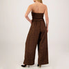 Leopard Suede Strapless Belted Jumpsuit