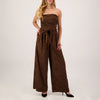 Leopard Suede Strapless Belted Jumpsuit