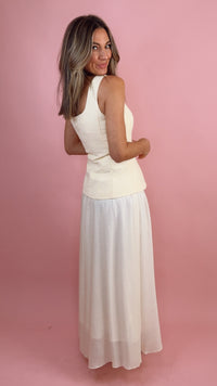 Yellow Square Neck Vest Twofer Dress