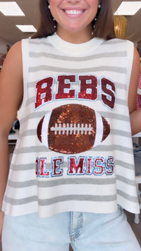 Queen of Sparkles | Ole Miss Grey & White Football Tank