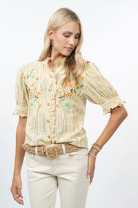 Ivy Jane | Golden Ribbon Embroidered Blouse (MEDIUM)