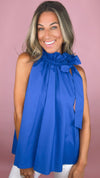 Bridget Blue Tie Neck Top (1 MEDIUM)
