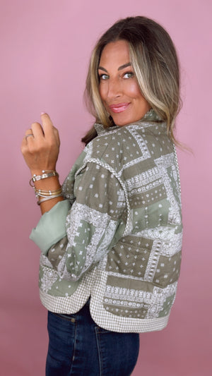 Olive Bandana Puff Jacket