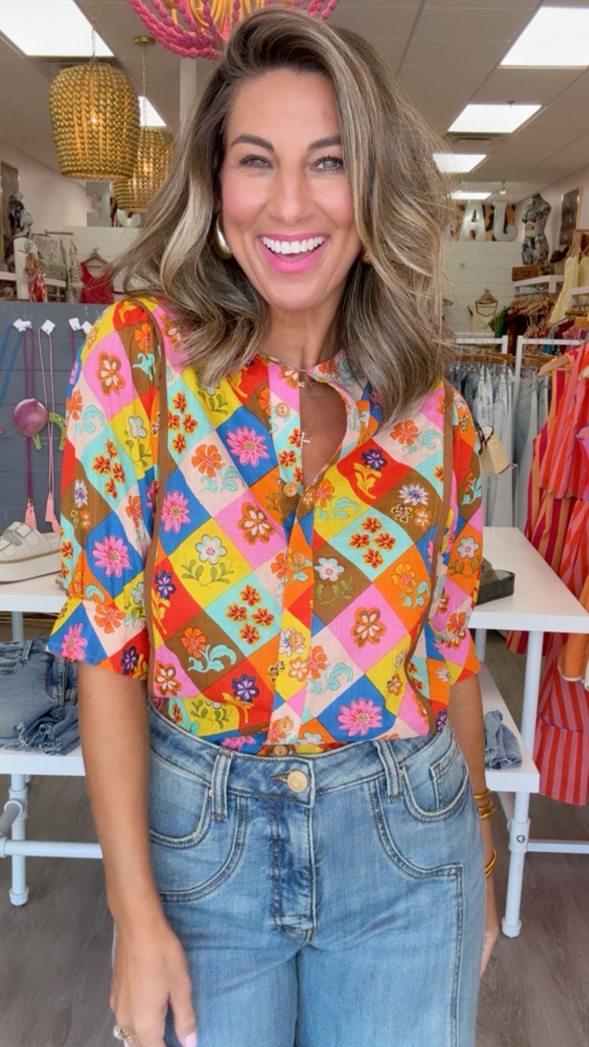 Ivy Jane Block Patch Floral Top