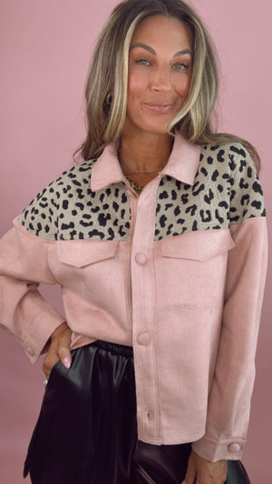 THML Leopard Suede Button Up Shacket (1 MEDIUM)