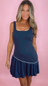 Karlie Navy Kourt Pleat Piping Contrast Athletic Dress