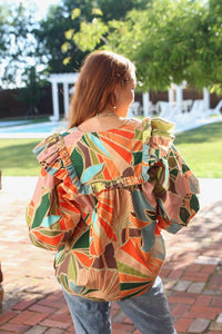 Karlie | Floral V-Neck Ruffle Top