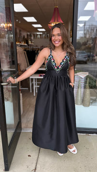 Celia B Selene Black Midi Dress (1 LARGE)