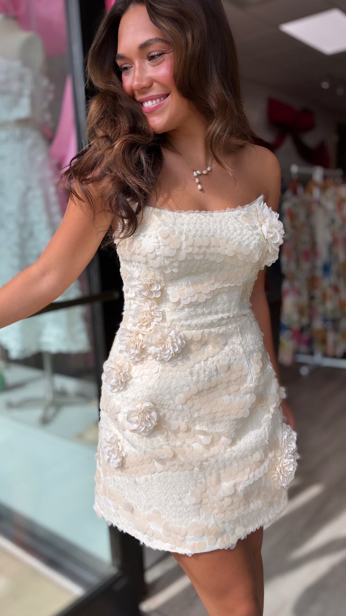 Dress the Population | Amity Dress in Cream