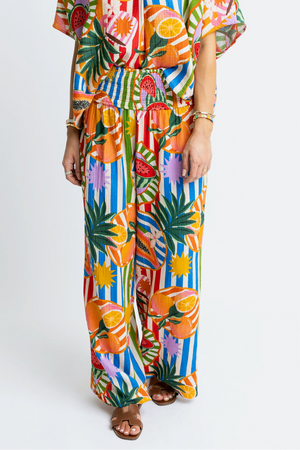 Karlie Tropical Island Fruit Smocked Waist Pants
