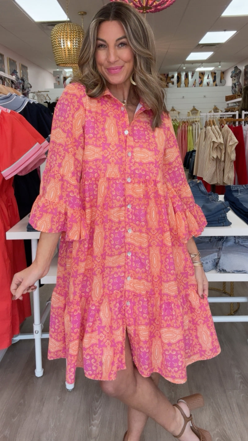Uncle Frank Printed Tiered Dress (1 XS) XS Uncle Frank Printed Tiered Dress (1 XS) XS