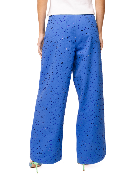 Queen of Sparkles Blue Wide Leg Rhinestone Jean (Bottoms Only)