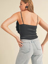 Black Rosette Cropped Top