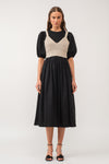 Black Knit Combo Midi Dress