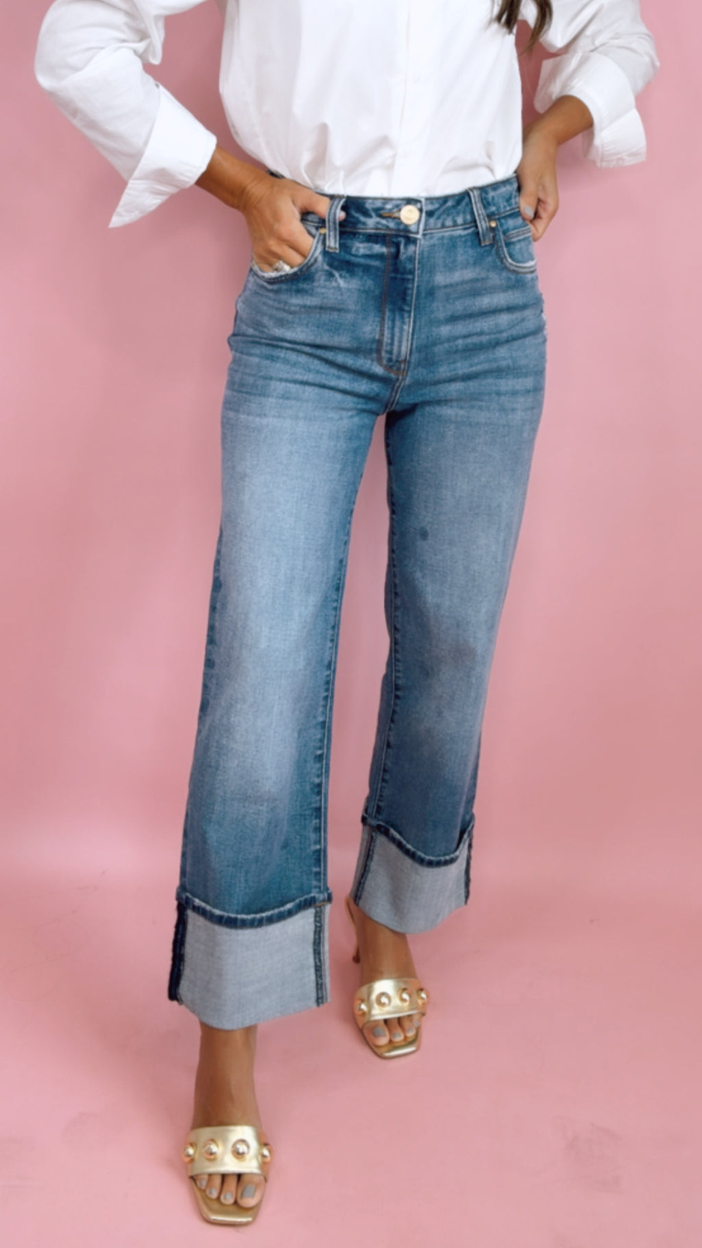 KUT Sienna Straight Leg Rolled Hem in Love Wash