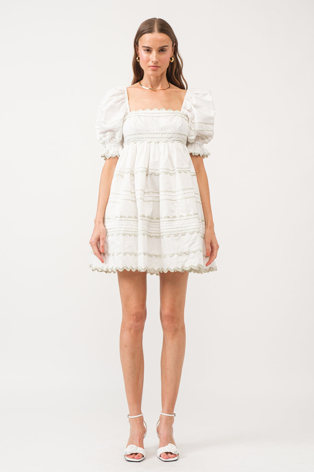Sofie The Label Off White Puff Sleeve Babydoll Dress