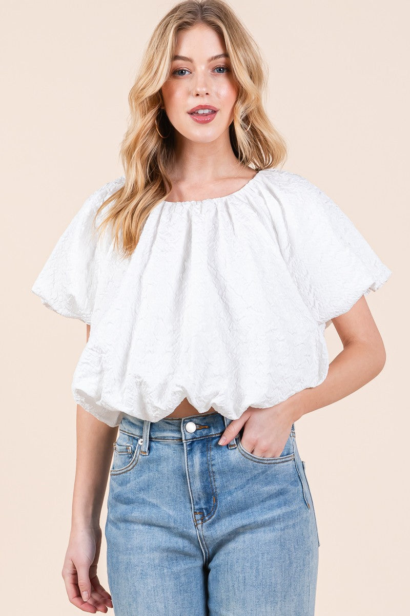 White Bubble Crop Top