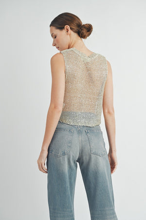 Sheer Gold Sparkles Knit Tank