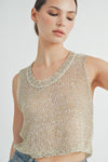 Sheer Gold Sparkles Knit Tank