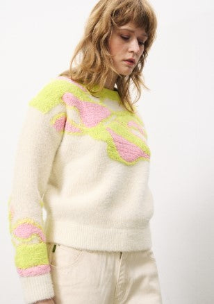 FRNCH Maeko Cream Print Sweater