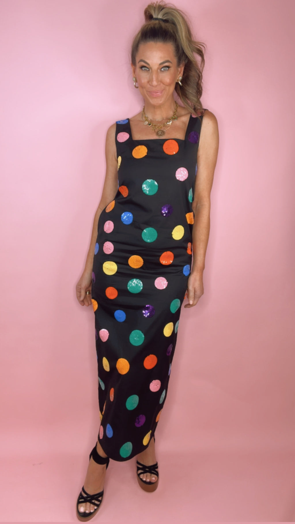 Queen of Sparkles Polka Dot Midi Dress