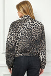 Leopard Print Quilted Long Sleeve Jacket