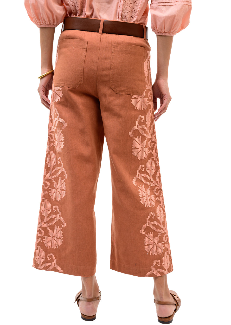 Ivy Jane | Rust Embroidered Sides Pant