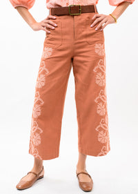 Ivy Jane | Rust Embroidered Sides Pant