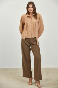 Hazelnut Detail Tie Blouse