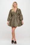 Gold Daisy Jacquard Mini Dress