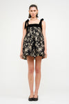 Sofie The Label Gabrie Floral Mini Dress w/ Velvet Details (SMALL)